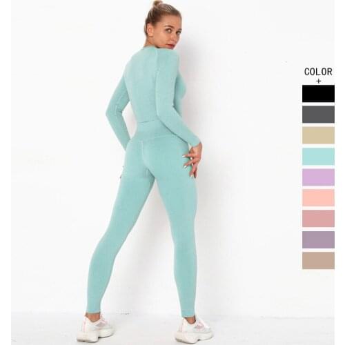 Woman Sport Fitness Suit Sports Wear For Women Gym Sport Wear Seamless Fitness Workout Clothes 2 Piece Leggings Set