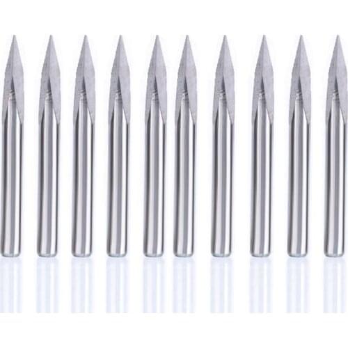 10Pcs 30 Degree Carbide Steel CNC Router Tool Pyramid Engraving Bits Jade Copper
