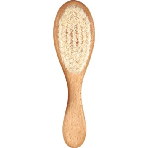 100% Soft Goat Bristle Hair Sweeping Brush Men Beard Comb Oval Wood Handle Barber Dust Brush For Broken Hair Cleaning Tool