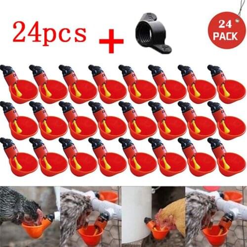 24Pcs Automatic Bird Coop Feed Poultry Water Drinking Cups Chicken Fowl Drinker Cups Bird Feeders Breeding equipment For Farm