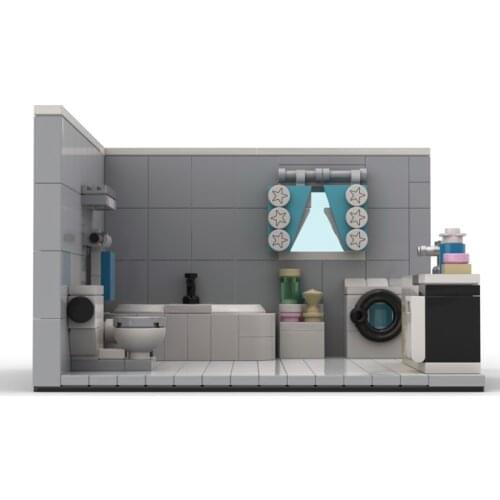 262Pcs 16x16 Modular Bathroom Scene DIY Small Particle Building Block Toy