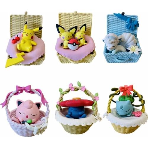 6Pcs/Set Pokemon Sleeping Position Blind Boxes Basket Elf Dolls Pikachu Action Toy Figures Toys Gifts For Fhildren