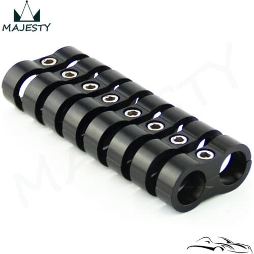 8pcs AN-8 AN8 15.4MM Braided Hose Separator Clamp Fitting Adapter Bracket Black