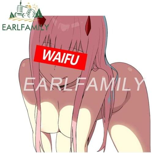 EARLFAMILY 13cm x 12.6cm for Waifu Darling in the franXX Zero Two Car Accessoires Sticker Anime Decal Vinyl Car Wrap Fine Decals