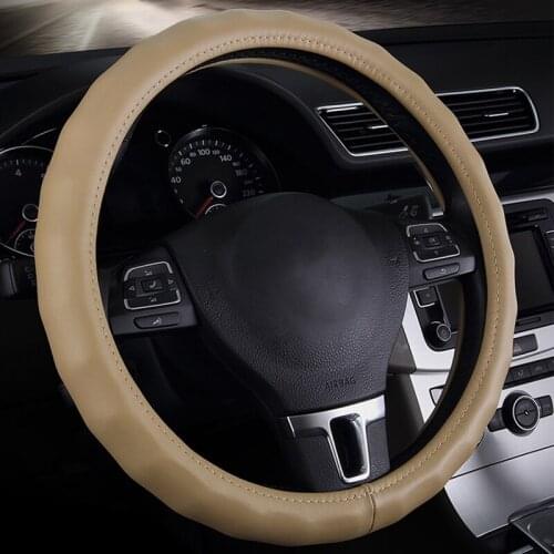 Car leather steering wheel cover car interior accessories four seasons to set the suction sweat breathable feel comfortable
