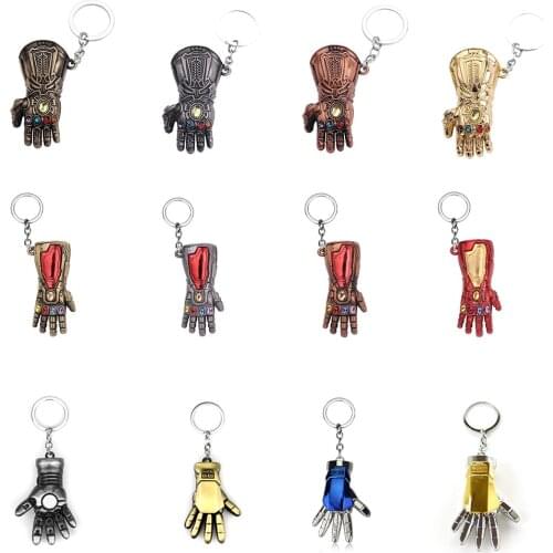 Marvel Avengers 4 Iron Man Thanos Gloves Keychain Metal Infinity Gloves Keychain Accessories Birthday Gift Childrens Toys