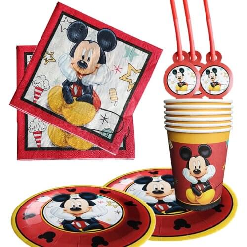 Disney Cartoon Mickey Mouse Theme Kids Party Decoration Birthday Party Baby Bath Cup Plate Party Supplies Tableware Dinner sets