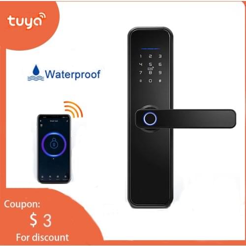 Tuya Smart Home Waterproof Wifi Door Fingerprint Lock Smart Lock Fechadura Digital Lock Security Electronic Password RFID Unlock