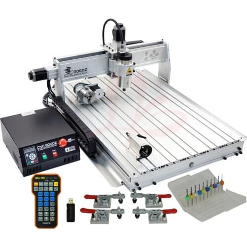 USB Port Mini CNC 8060 1500W 4axis Air Cool Spindle Metal Cutting CNC Machine ER20 Collet March3 CNC Router With Limit Switch