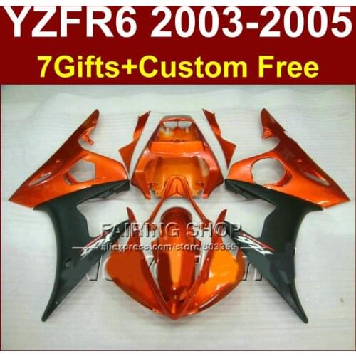 Burnt orange Motorcycle fairing set for YAMAHA YZFR6 2003 2004 2005 ABS fairings kit YZF R6 03 04 05 YZF1000 bodyworks JU7