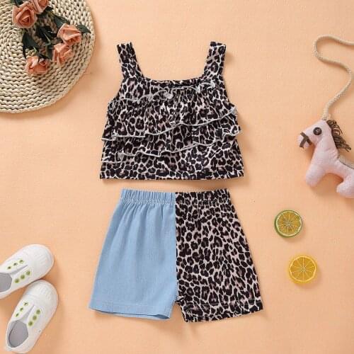 Newborn Baby Girls Clothes Set Summer Leopard-print Top + Shorts 2pcs Toddler New Fashion Kids Outfits Cotton Baby Tracksuit Set