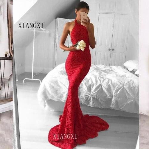 Red Mermaid Evening Dresses Long Sweetheart Sleeveless Floor Length Evening Dress Party Gowns vestido de festa
