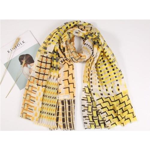 2021 Fashion Geometry Pattern Fringe Scarf Shawls Long Soft Head Cotton Scarves Hijab Wrap 6 Color