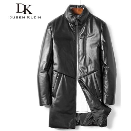Men Genuine Leather Jackets Leather Down Coats Winter Warm Coat Sheepskin+Duck Down 5XL 526