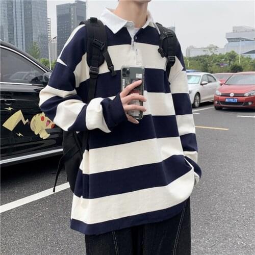 Men Hoodies Printed Stripe Thickening Warm All-match Streetwear Korean Casual Loose Daily Trendy Sweatshirts Mens Loose Harajuku