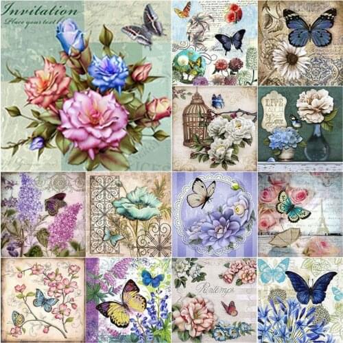 New 5D DIY Diamond Painting Butterfly Diamond Embroidery Flower Animal Cross Stitch Full Square Round Drill Art Home Decor Gift