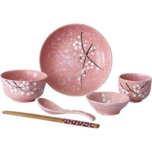 6pcs Ceramic Tableware Set Japanese Style Premium Creative Modern Plate Bowl Dish Dinnerware Set Household Cutlery