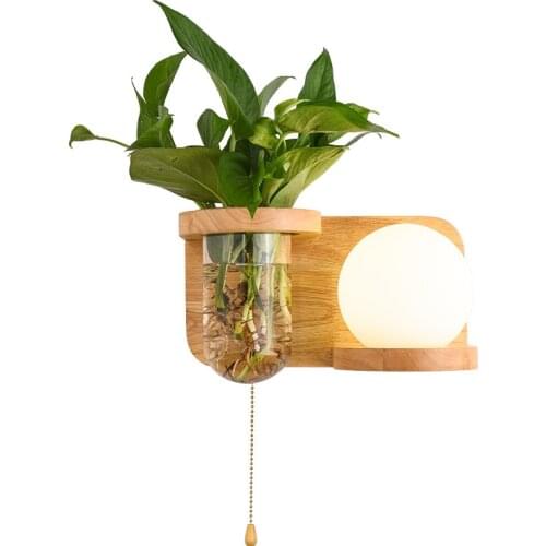 Wall lamp with switch wholesale new Nordic wood wall lamp indoor plant wall lamp special project bedside lamp