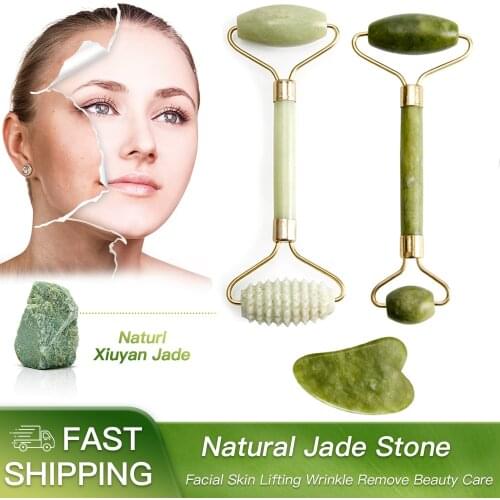 Natural Jade Roller Facial Massage Roller Gua Sha Massager For Face Eye Scraping Facial Skin Lifting Wrinkle Remove Skin Care