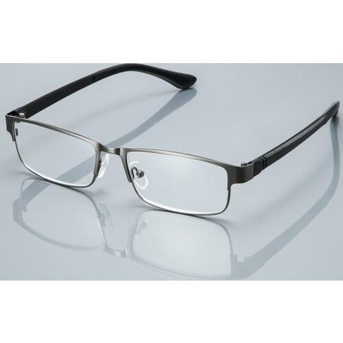 +1.00 +1.50 +2.00 +2.50 Anti Blue Light Men Reading Glasses Semi-Frame Metal Business Computer Reader for Male Anti Eye Strain