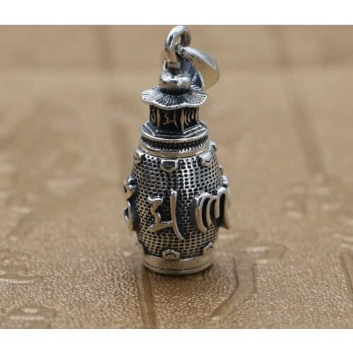 Wholesale 925 Sterling Silver Six Words Ukrainian Box Pendant Thai Silver Retro Men And Women Personalized Chain Pendant