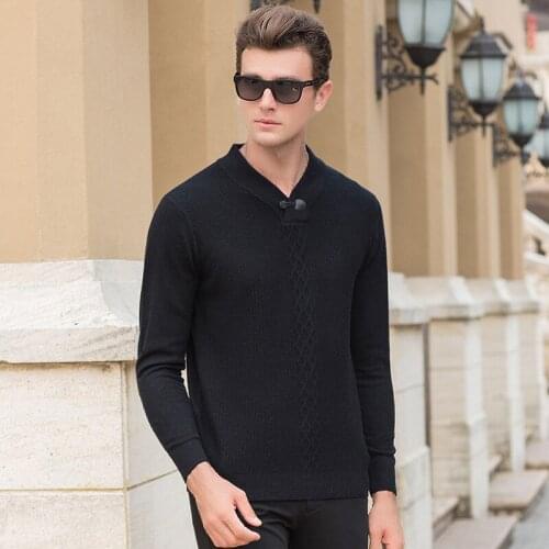 Autumn Men Knitting Sweater V-Neck Striped Slim Fit Knit Pullovers Casual Winter Keep Warm Sweaters
