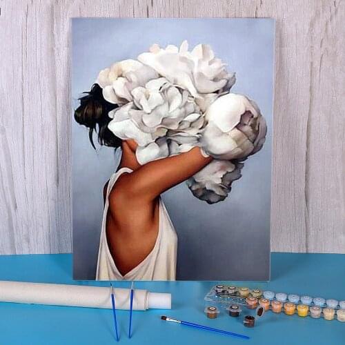 Girl Flower Paint By Numbers Complete Kit Oil Paints 50*70 Picture By Numbers Photo Home Decor For Children Wall Handiwork