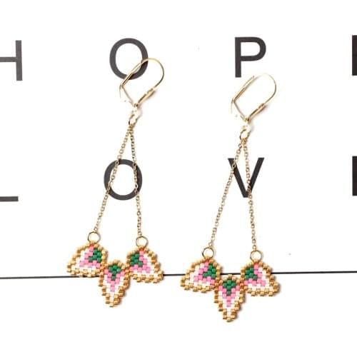 FAIRYWOO Boho Long Earring Spring Flower Pendant Miyuki Bead Jewelry Handmade Accessories For Women Indian Jewelry Wholesale