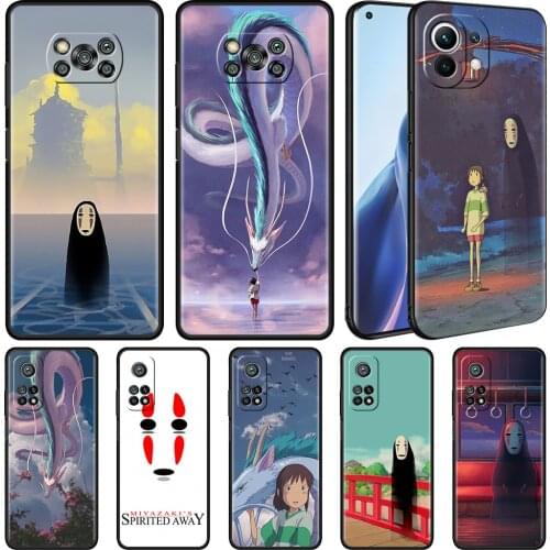 Black Soft Cover For Xiaomi Mi Poco X3 NFC 10T Pro M3 11 Note 10 Lite 9 9T F3 A2 F1 Silicone Phone Case Anime Spirited Away Capa