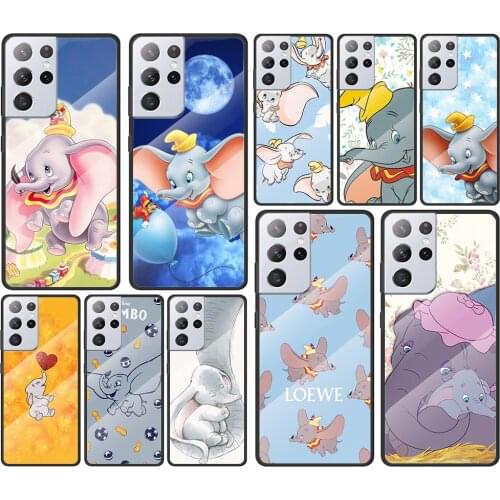 Dumbo cute Disney for Samsung Galaxy S21 Ultra Plus A72 A52 4G 5G M51 M31 M21 Luxury Tempered Glass Phone Case Cover