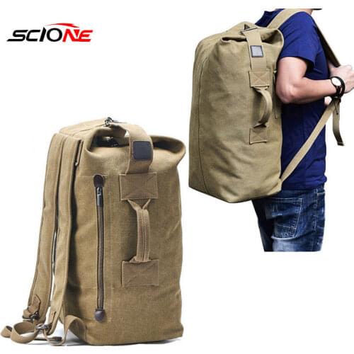 Vintage Canvas Fishing Bag Travel Military Backpack Large Sports Army Bags for Men Outdoor Tactical Shoulder Bag Camping XA159G