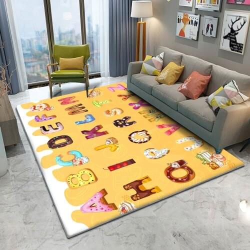 High Quality Childrens Flannel Carpet Baby Educational Game Carpet English Alphabet Play Rectangular Childrens Carpet Baby