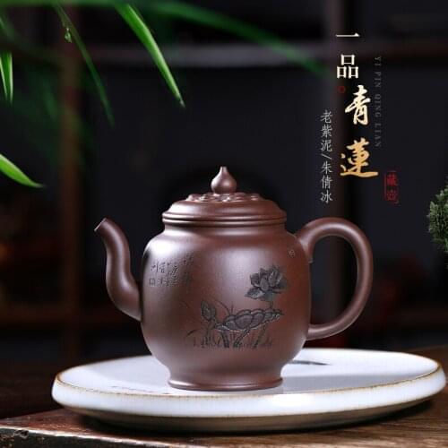 Yixing assistant of purple clay teapot hand painted large capacity tea set