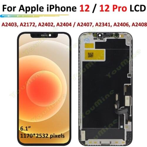 JK Incell LCD For Apple iPhone 12 Pro A2407 A2403 LCD Display Touch Screen Panel Digitizer For iPhone 12 12pro LCD Repair parts