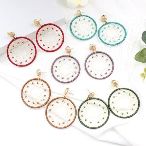 10 Color Big Round Dream Catcher Reticular Section Dangle Earrings Bohemian For Women Dreamnet Drop Earrings Charm Jewelry