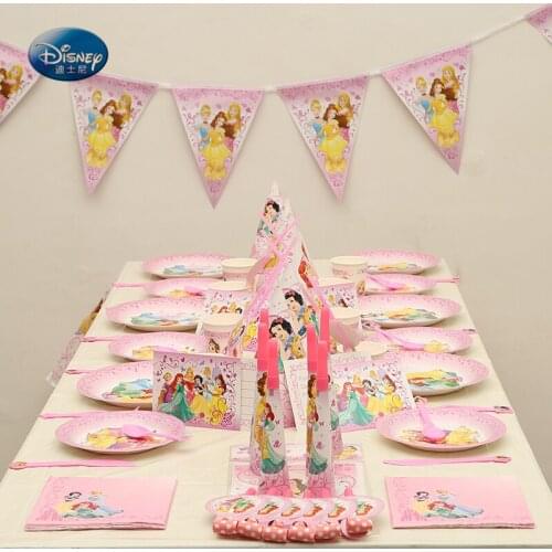 177pcs Party Supplies for 12 kids Princess Birthday Party Decoration Tableware Set Girls Princess Party Decoration