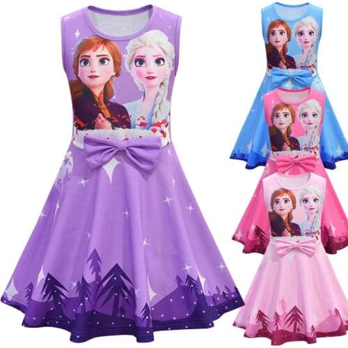 Ice 2 Girls Dresses For Cute Anna Elsa Kids Dress Children Clothing Snow Queen Girl Birthday Party Vestidos Baby Princess Dress
