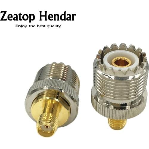 2Pcs Brass UHF SO-239 SO239 Female to SMA Female Plug Connector RF Coaxial Adapter