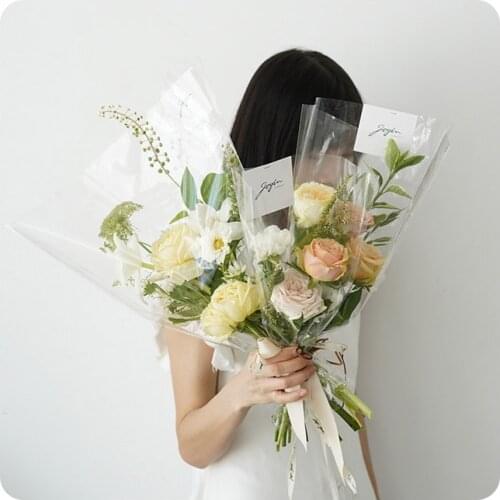 20PCS 6X23X38cm Transparent Plastic Packaging Bags For DIY Flowers Packing Decor Dropshipping