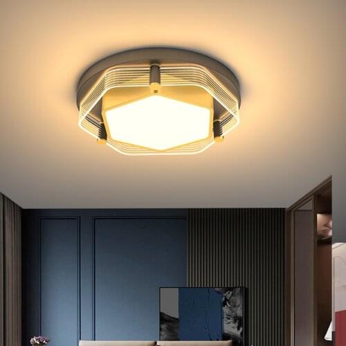 2021 Led Ceiling Lamps For Kid Bedroom Childrens Room Living New Modern Hexagon Design Gold Indoor Lights Fixtures Dimmable