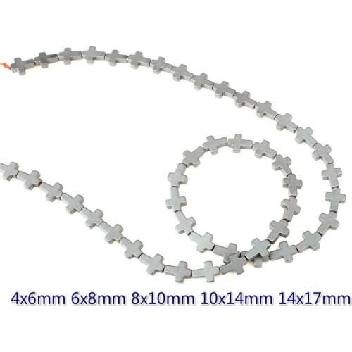 4~8mm Natural Hematite Stone Beaded Plating Cross Loose Beads for Charms Women Jewelry Making DIY Bracelet Necklace Accessories
