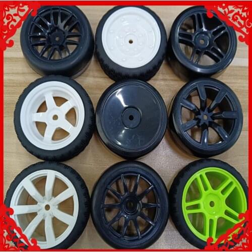 4pcs/set 63mm plastic rim 7 spoke wheel rubber tire for WPL D12 hobby model car 1-10 WPL D12 drift truck upgraded part