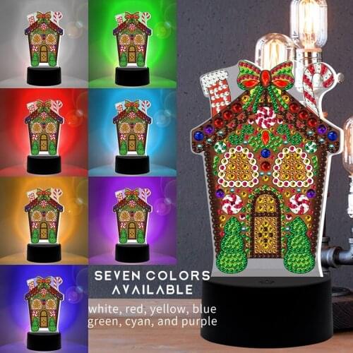 7 Colorful DIY Diamond Painting LED Lamp Christmas Special Shaped Diamond Mosaic Cross Stitch Embroidery Art Rhinestone Decor