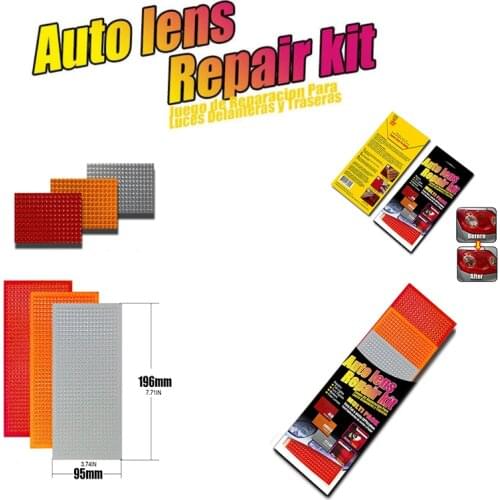 Car Glass Lens Crack Repair Kit Grid Pattern Headlights Turn Signal Taillight Auto Light Tool Set Crack Repair Film Polishing