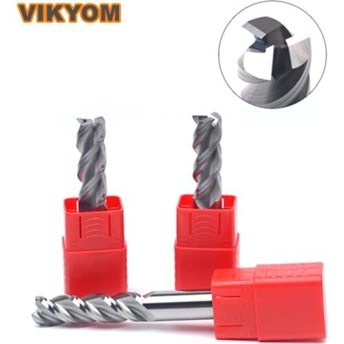 Free Shipping HRC55° 3-Flutes Tungsten Carbide Milling Cutter 2Pcs Milling Cutter Aluminum Alloy Mills Length 50m/75mm/100mm