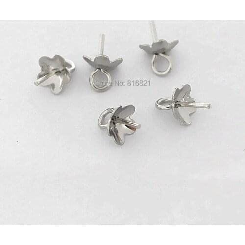 5.8mm Stainless Steel Flower Pearl Eye Pin Bail Pin Pendant Flower Cap Caps DIY Findings Wholesale