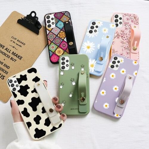 For Samsung Galaxy A52 4G 5G Case Wrist Strap Soft Silicone Phone Cover For Samsung A 52 GalaxyA52 Dinosaur Back Cover Bumper