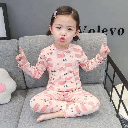 Baby Kids Pajamas Sets Cotton Long Sleeved Tshirt + pant Dinosaurs Girl Clothing Autumn 2pcs Sleepwear Suit Pyjama Trousers