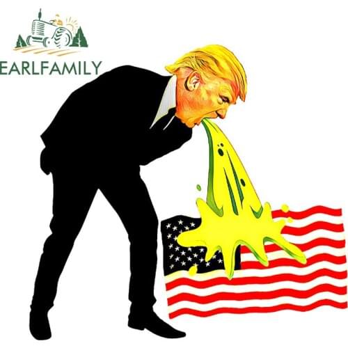 EARLFAMILY 13cm x 12.3cm for Trump Vinyl Car Stickers Car Door Protector Decal Waterproof Laptop Sticker Occlusion Scratch