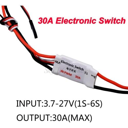30A Electronic Switch PWM 3.7-27V 1-6S Input with 18AWG wire light weight for RC FPV Models FPV Airplane RC Switch Interruptor